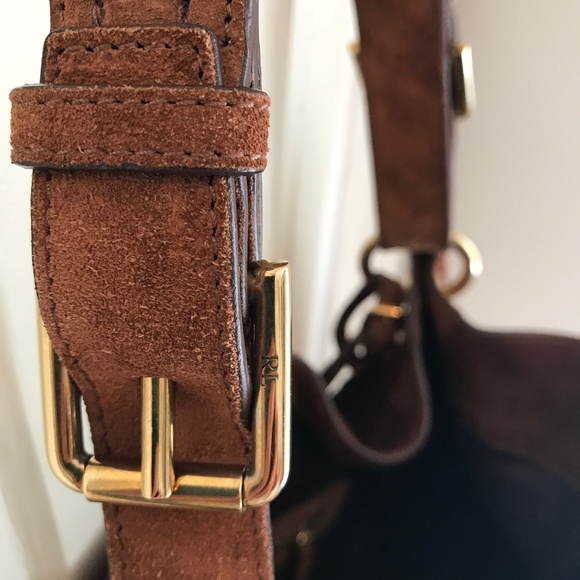 RALPH LAUREN COLLECTION LUXURY CHESTNUT SUEDE BUCKET BAG - Picture 11 of 12